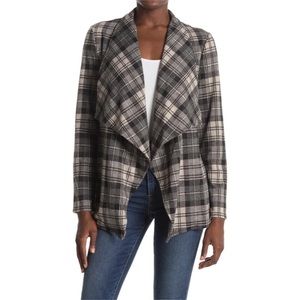BB Dakota Mel Plaid Drape Collar Jacket Size XL